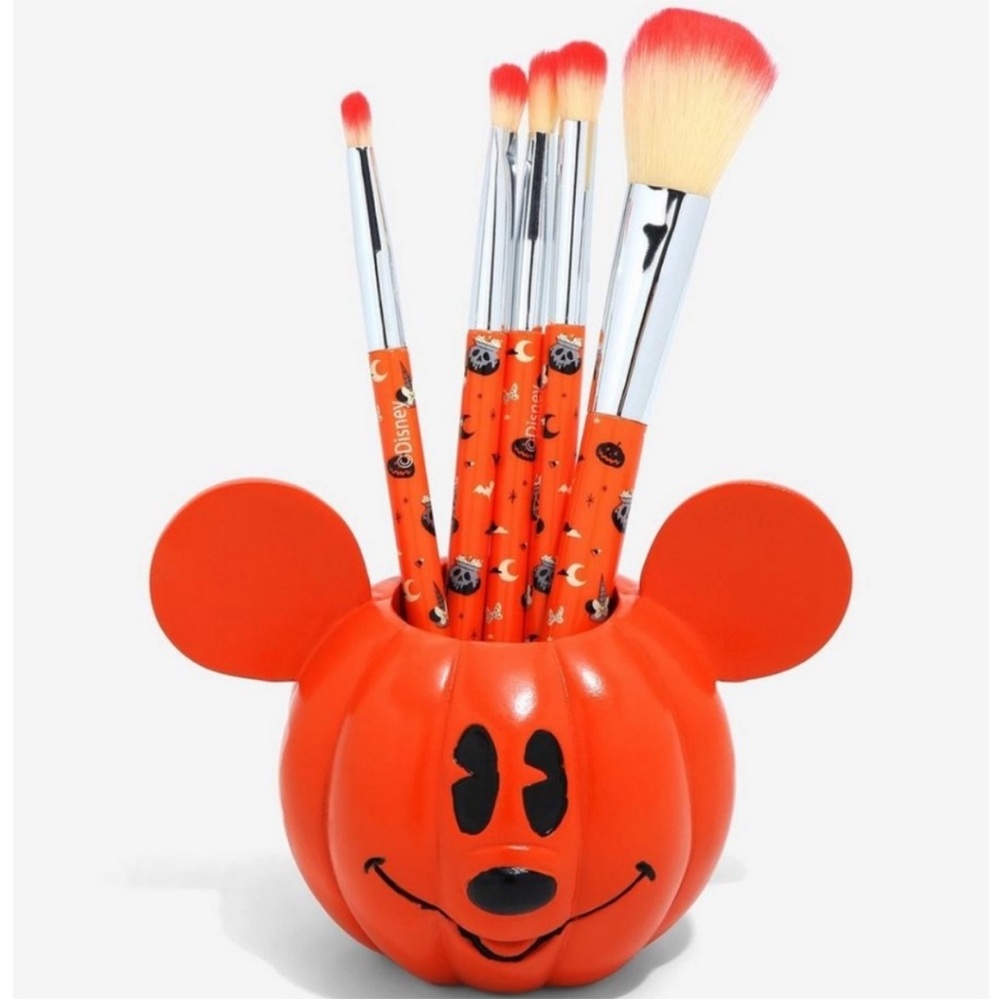 Disney Mickey Mouse Jack-O'Lantern Makeup Brush Set & Holder - Picture 1 of 8